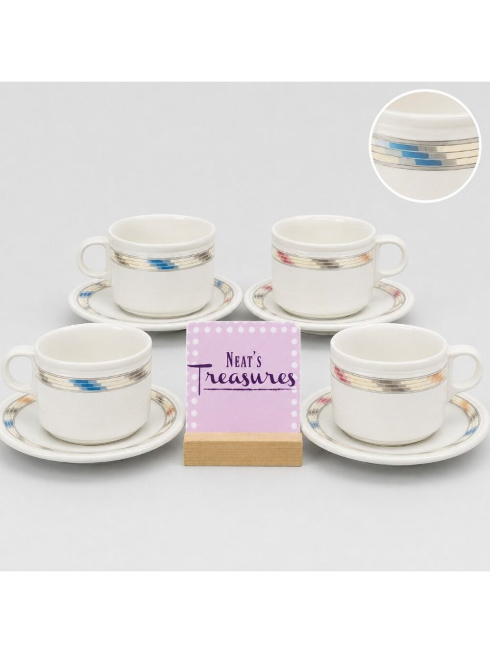 Studio Nova VILLAGE MESA JFO41  Southwestern Oven To Table Cups & Saucers Set 4